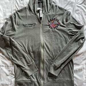 Gray Zip-Up Breast Cancer Awareness Jacket